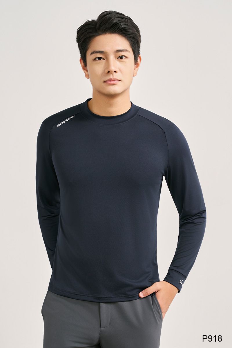 Áo giữ nhiệt nam cổ 3cm màu xanh than | P918